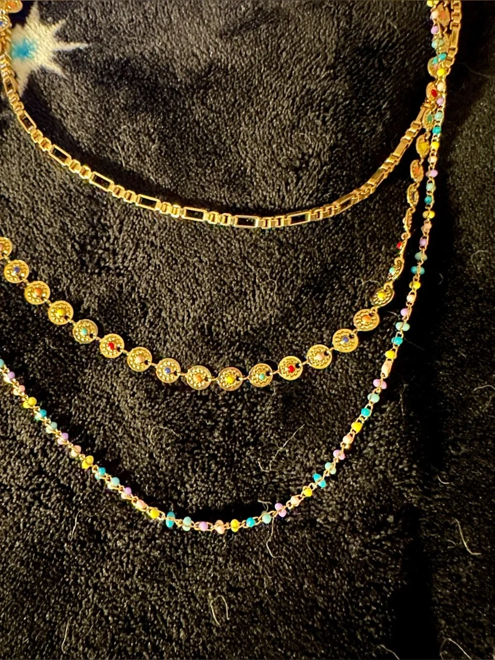 Charming Charlie Gold-Plated Layered Resin  Bead Necklace - Gold